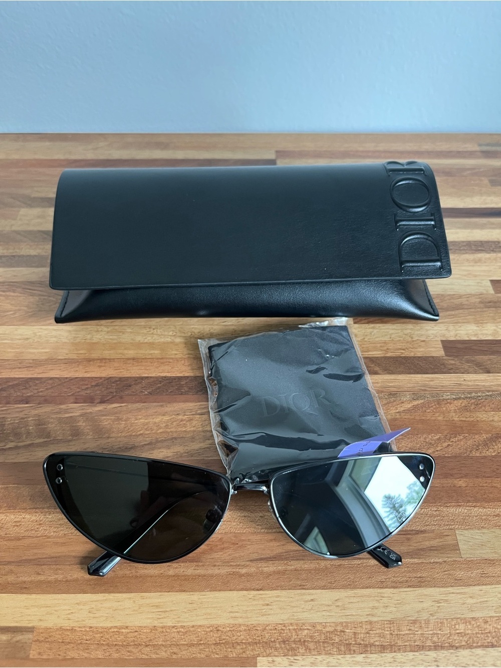 NWT Dior Cateye Sunglasses Black Metal Frames